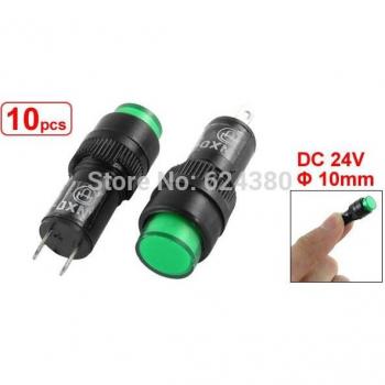 Neón Verde Piloto 24 V DC 0,39″ – Lámpara Redonda 10 mm NXD‑211