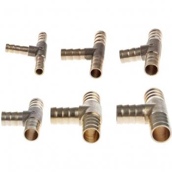 6-16mm Brass T Piece 3 Way Fuel Hose Joiner