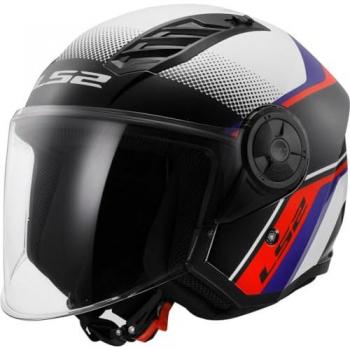 LS2 OF616 Airflow II Rush Casco Jet - Blanco Rojo Azul (3XL)
