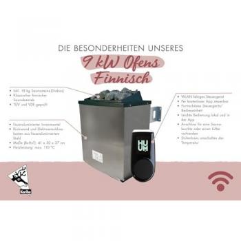 Karibu Sparset Saunaofen 9 kw finnisch + Steuergerät huum uku wifi mit App Steuerung