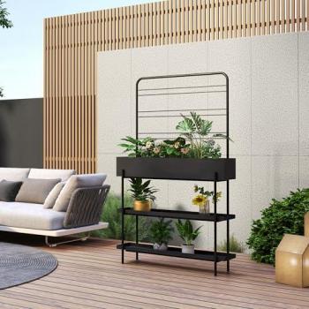 Casa.pro Scaffale Alto per Piante Aalsmeer Nero 154x96x24 cm