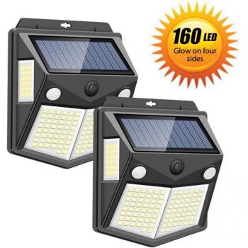 Luz Solar 160W LED para Exteriores con Sensor de Movimiento PIR y Modo Noche