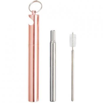 Collapsible Metal Drinking Straw Set with Carrying Case