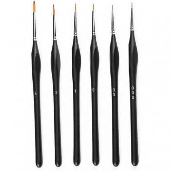 Extra Fine Detail Paint Brushes Set Of 6 Art Miniatures Model Maker