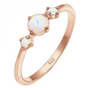 Anello Geometrico Stile Vintage con Opale Finto in Argento 925