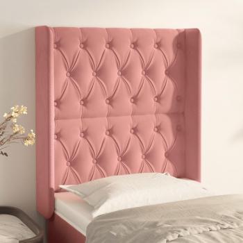 Cabecero con orejas de terciopelo rosa 83x16x118/128 cm Vidaxl