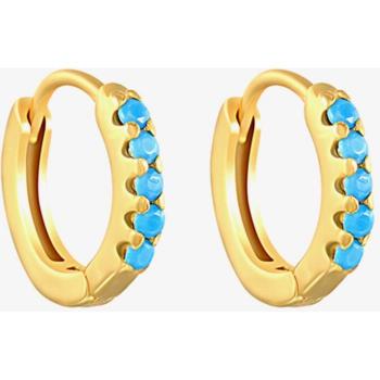 Aros Geométricos en 925 Plata con Circonita Azul