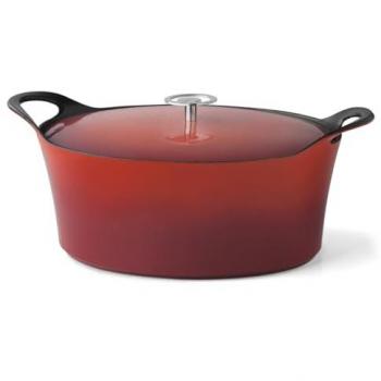 Sélection Cocotte ovale 6l 35cm rouge fonte d'acier + 2 manchons