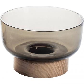 Artemide Bontà skleněná miska dřevěná noha, šedá