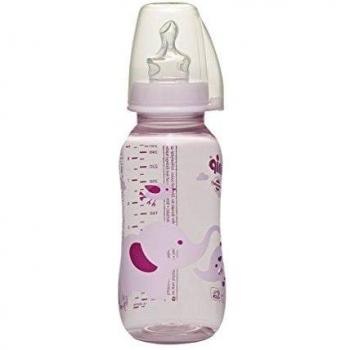 Nip Standardflasche PP mit Trinksauger anatomisch Silikon, 0-6 Monate, Größe M, 250 ml, Mädchen