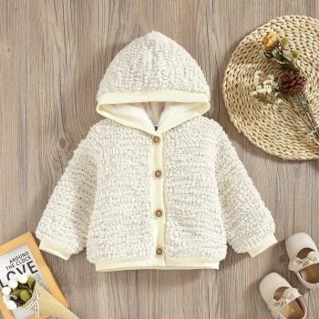 Baby Mädchen Kapuzenjacke Strick Langarm gefüttert für den Winter