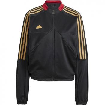 Track Top Negra con Detalles Amarillos Tiro Cut Mujer
