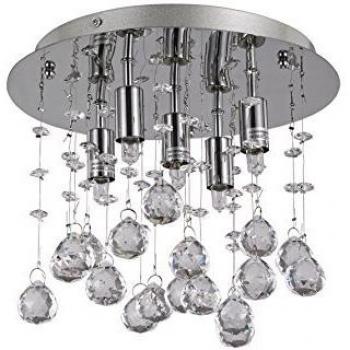 Plafonnier Chrome MOONLIGHT 5 ampoules en cristal