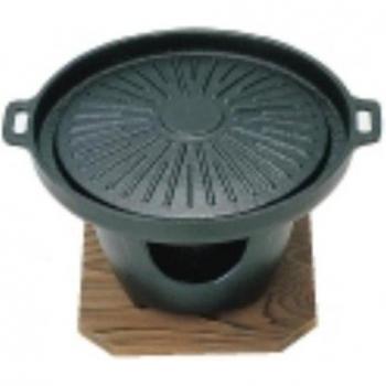 Grillplatten-Mini-Teller Set – Sanwa Seiki Seisakusho Dschingis Khan Naturholz Eisenguss QTK19