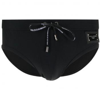 Dolce & Gabbana Black Metal Logo Swim Briefs for Men Size M