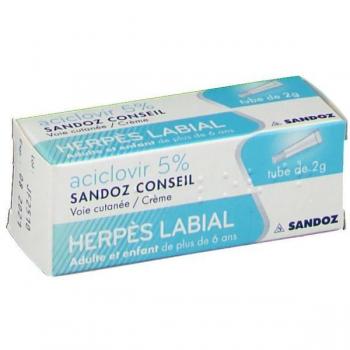 Aciclovir Sandoz Conseil 5%, crème - Tube de 2g