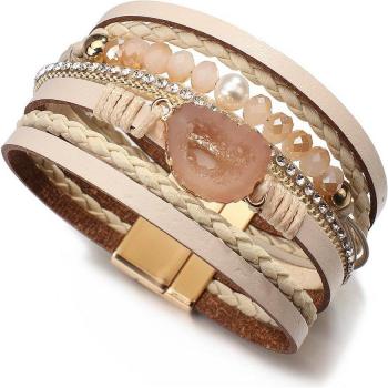 Allyes mehrschichtiges Strass‑Leder Armband