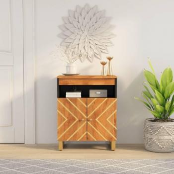 VIDAXL Mobiletto Marrone e Nero 60x33,5x75 cm Legno Massello di Mango