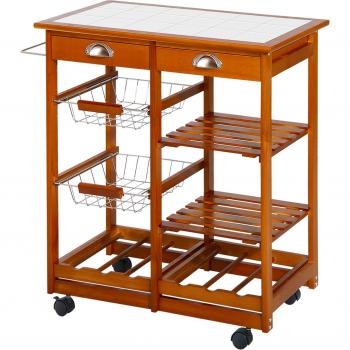 Carrello per cucina in legno metallo con 4 ruote e cassetti