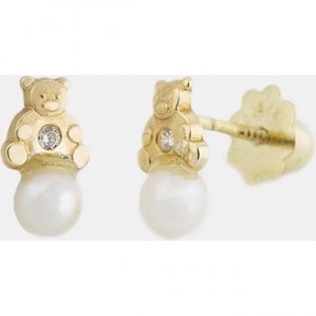 Brillo Infantil: Pendientes de Oro con Circonita y Perla