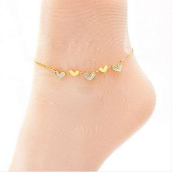 High-End 316L Stainless Steel Love Heart Charm Anklet Bracelet