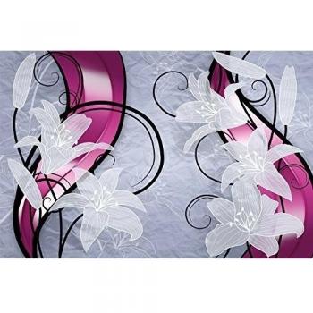 GREAT ART® Mural De Pared - Gráfico De Lirios Blancos - Obra De Arte Flores Art Deco Abstracto Floral Naturaleza Ilustración Foto Papel Pintado Y Tapiz Y Decoración