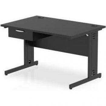 Impulse 1200x800mm Black Top Desk with Fixed Pedestal