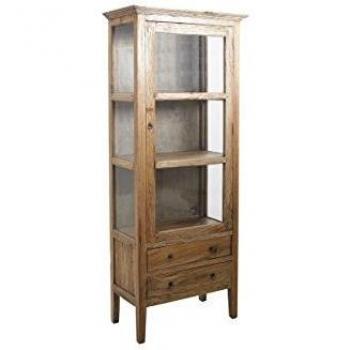 Armoire en bois et verre Aubry Gaspard avec tiroirs intégrés et poignées en métal