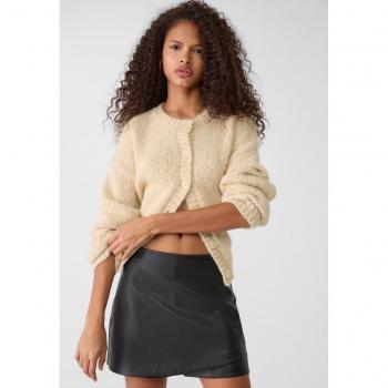 Stradivarius Faux Leather Crossover Skort Black XL