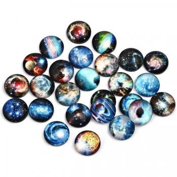 Cabujones de Cristal Plano Galaxia 50 Piezas 12/20/25mm para Álbum de Recortes