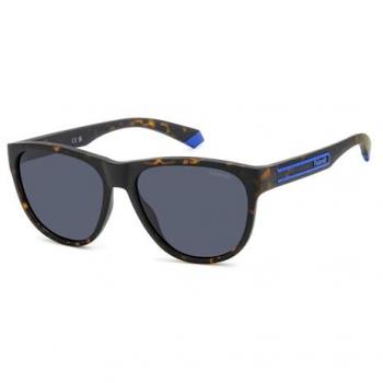 Polaroid Round Unisex Matte Havana Blue Grey Polarized PLD 2156/S - Brown - One Size