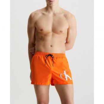 Bañador corto Calvin Klein con drawstring gráfico CK Monogram naranja y negro - M