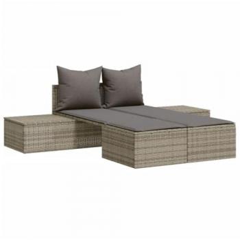 VidaXL Chaise longue double avec coussins gris résine tressée