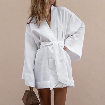 Cardigan Robe Kimono à Lacets Col V
