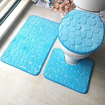 Flannel Toilet Mat with Lid Cover 3-Piece Set