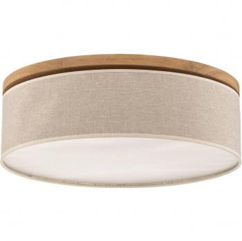 BRITOP Ø 48 cm Beige Canvas Ceiling Light with Oak Finish, E27