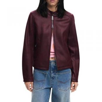 Desigual XS Modern Women's Faux Leather Red Jacket