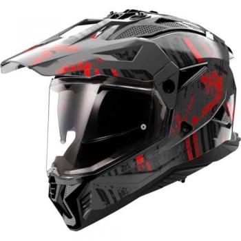 Casco LS2 MX702 Pioneer II Crazy Negro-Rojo
