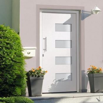 Porte d'entréé Aluminium et PVC Blanc 110x210 cm