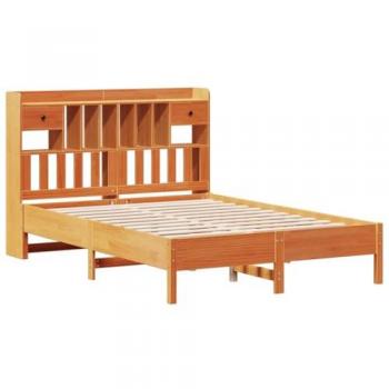 Bookcase Bed without Mattress Wax Brown 120x200 cm Solid Wood Pine Vidaxl