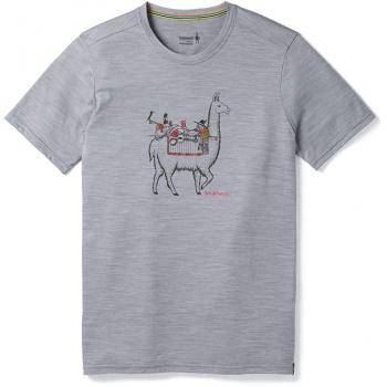 Smartwool Herren Merino Sports Tee Llama Adventures, Grau-Heather, L