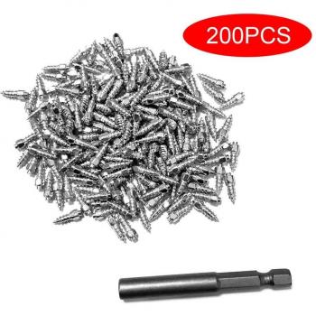 200 Pcs Non-Slip Tungsten Steel Tire Bolts - Durable Wheel Nails for Winter Emergencies