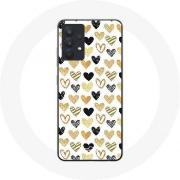 Coque pour Samsung Galaxy A13 5G Cœurs Abstraits Noir Jaune et Gris