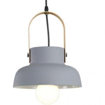 Lampadario Sospeso Vintage “Riflesso di Stile” – Legno e Metallo – Grigio