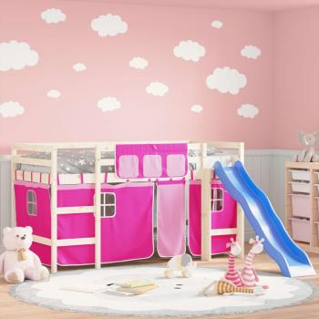 Rideaux rose pour lit mezzanine en polyester