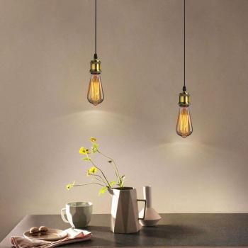 Supporto lampada soffitto Edison in bronzo 2 unità, porta E27 + cavo 1m