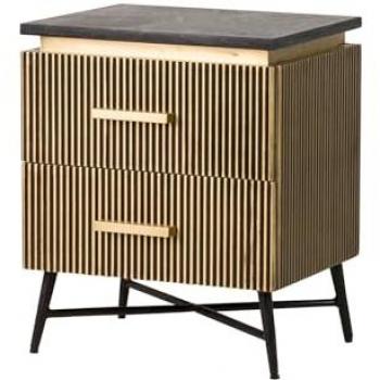 Mesita piedra metal mdf marron lumina 50x40x60 cm
