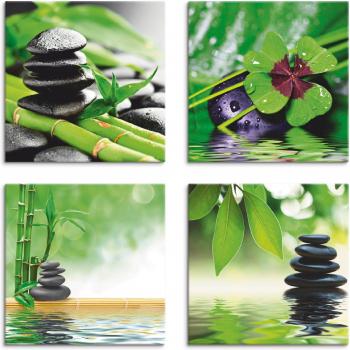 Artland Leinwandbild »Wasser und Glücksklee«, Zen, 4er Set