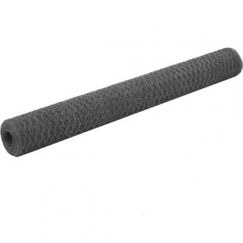 VidaXL Chicken Wire Fence Steel with PVC Coating 25x1.2 m Grey