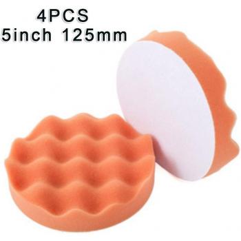 5 Inch Round Wave Sponge Buffing Pads (Set of 4) for Auto Polishing - 30mm Thickness
